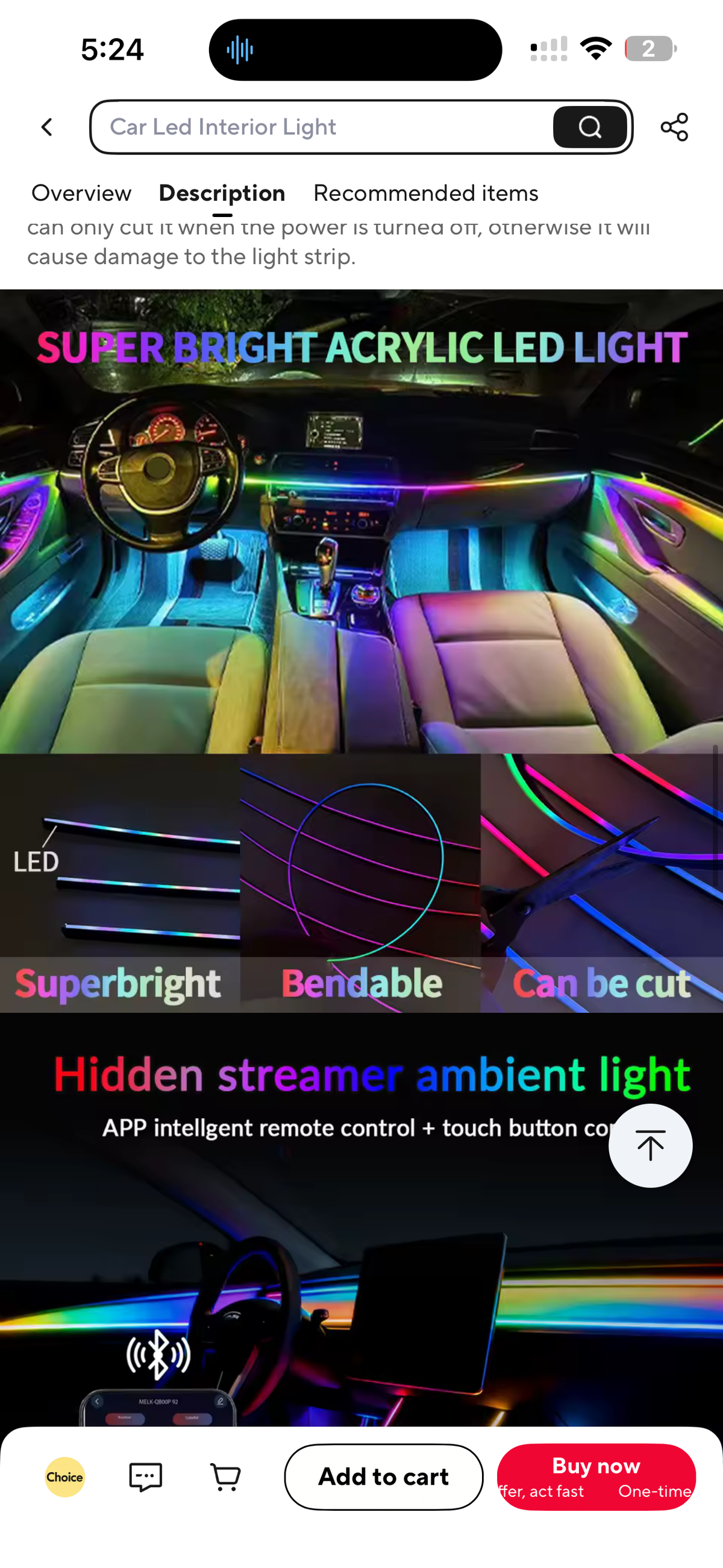 Car RGB Ambient LED Light Strip 1/2/3/4/5M APP Control USB Fiber Optic Atmosphere Lamp Neon Interior Console Decoration Lights